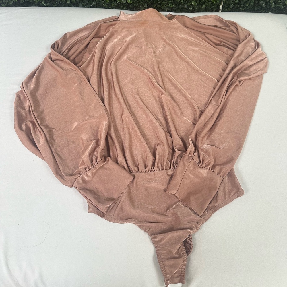 Satin Long Sleeve Cut out Bodysuit
